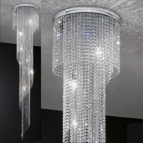 LAMPADA DA SOFFITTO TUTTA IN CRISTALLO 12  LUCI "GRAN SPIRALE" COLLEZIONE SPECIAL