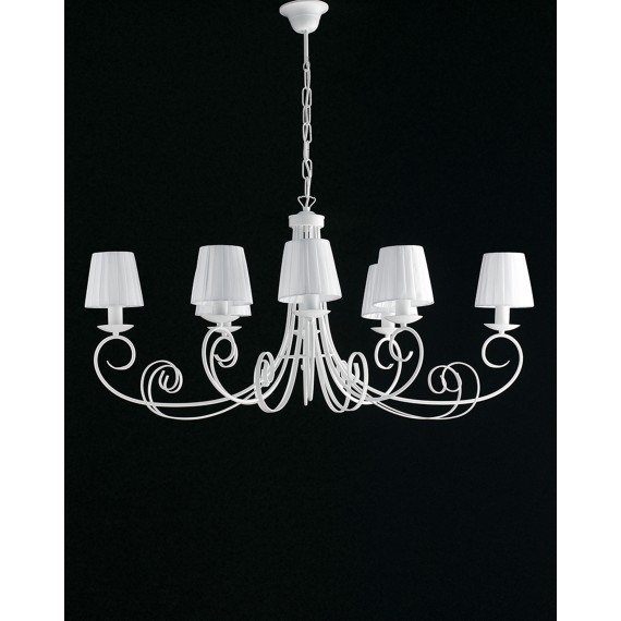 Lampadario 8 luci Camelot con paralumi - collezione Shabby