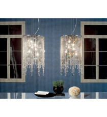 Sospensione Cilindro Strass cristallo lampadario