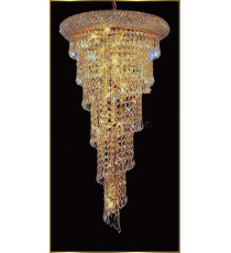 LAMPADARIO 6 LUCI SPIRALE PERLINATA ORO COLLEZIONE CRISTALLO PURISSIMO