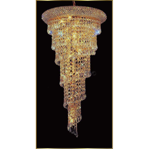 LAMPADARIO 6 LUCI SPIRALE PERLINATA ORO COLLEZIONE CRISTALLO PURISSIMO