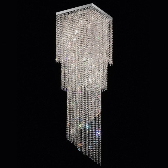 Spira quadra strass cromo lampadario